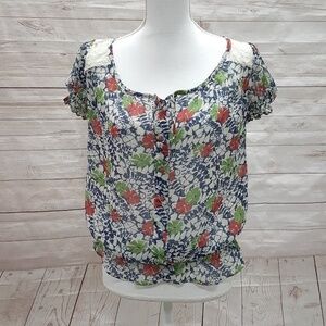 Twentyone Floral Sheer Top with Lace Size Small